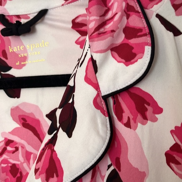 KateSpade NWOT rose floral pajama top short sleeve notch collar button pocket XL - Picture 4 of 15
